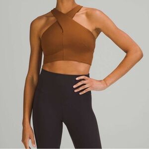 Lululemon Nulu Wrap-Front Longline Bra *Light Support, A/B Cup copper Brown